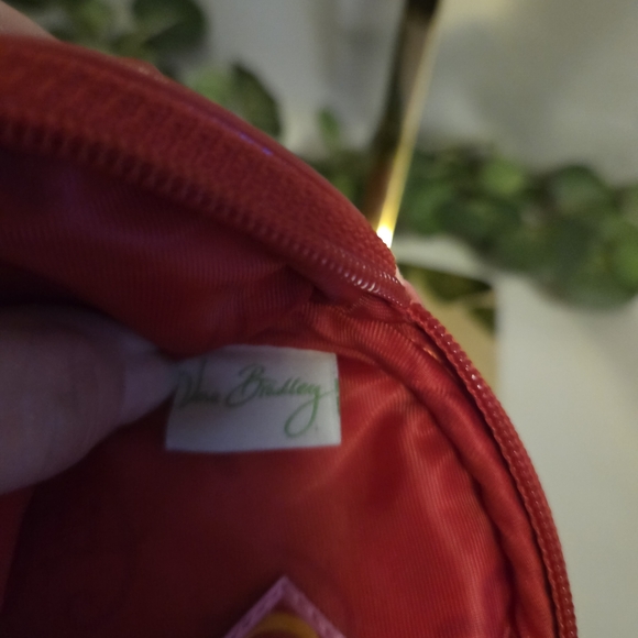 Vera Bradley Frill Floral Coin Purse Mini Pouch Red Scalloped Zip Case - Picture 6 of 7